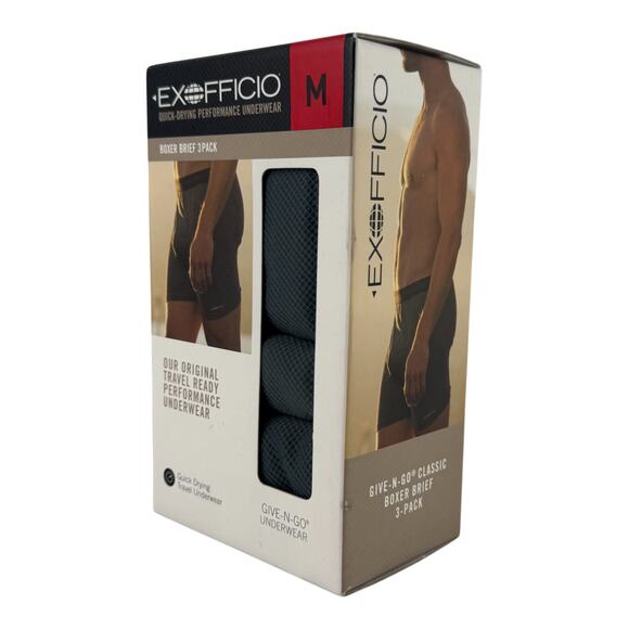 ExOfficio Men’s Give-N-Go Boxer Brief 3-Pack – Charcoal (Size M) - Picture 2 of 4